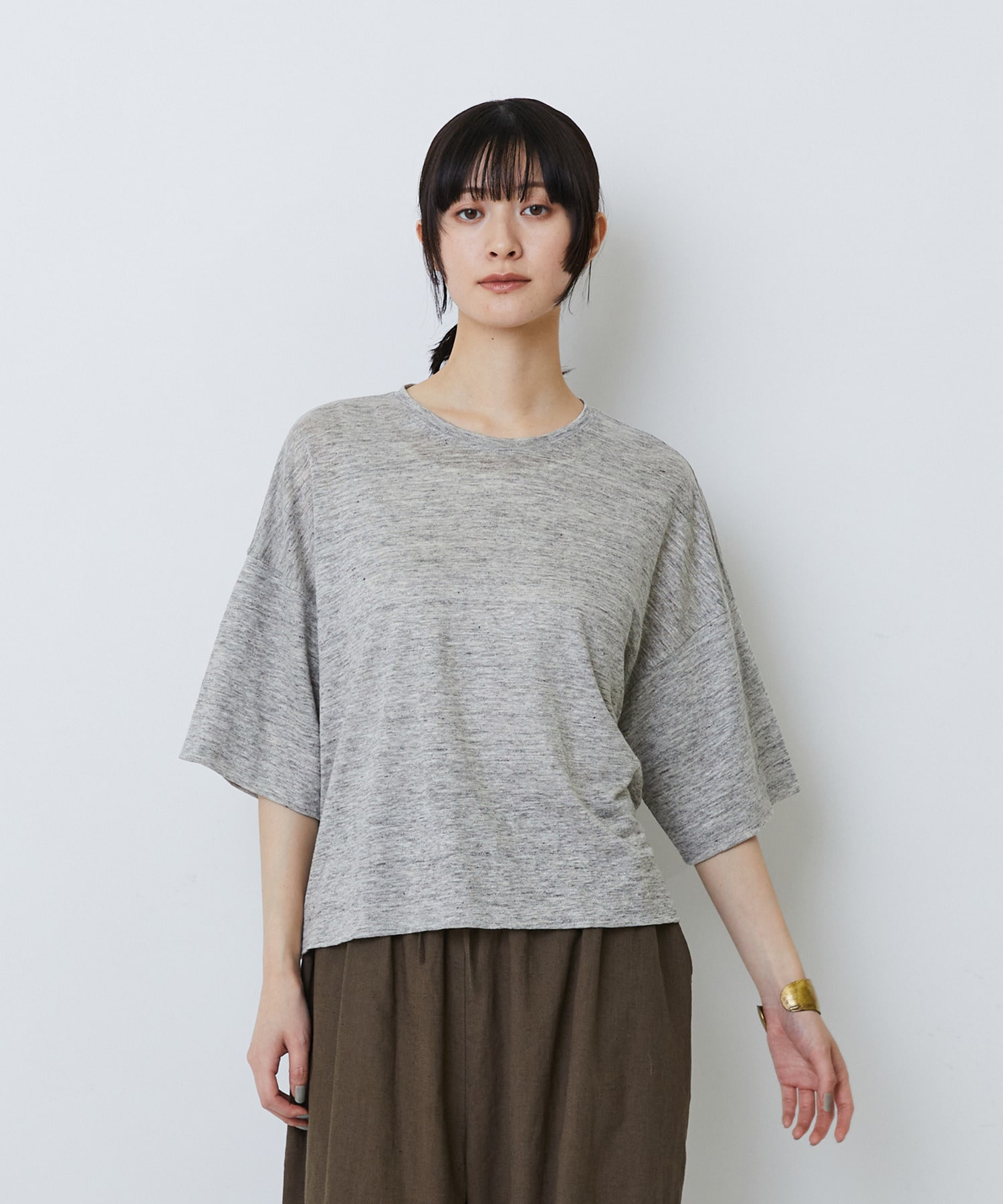 【LOISIR】リネン天竺ショートTシャツ 詳細画像 ライトグレー 1