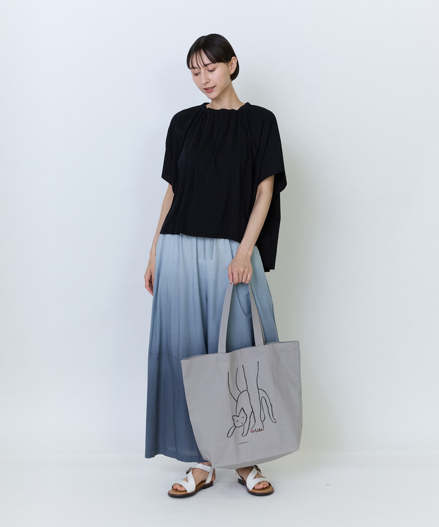 【LOISIR】【5/11 10:00販売開始】【アーティストコラボ】LOISIR&times;塩川いずみ イラストプリントトートバッグ 詳細画像 グレー 3