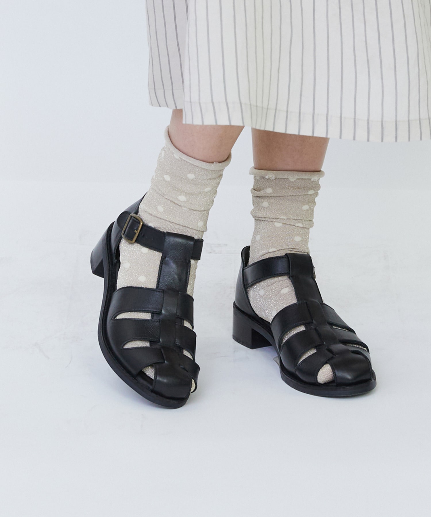 【LOISIR】ドット柄ソックス 詳細画像 ブラック 3