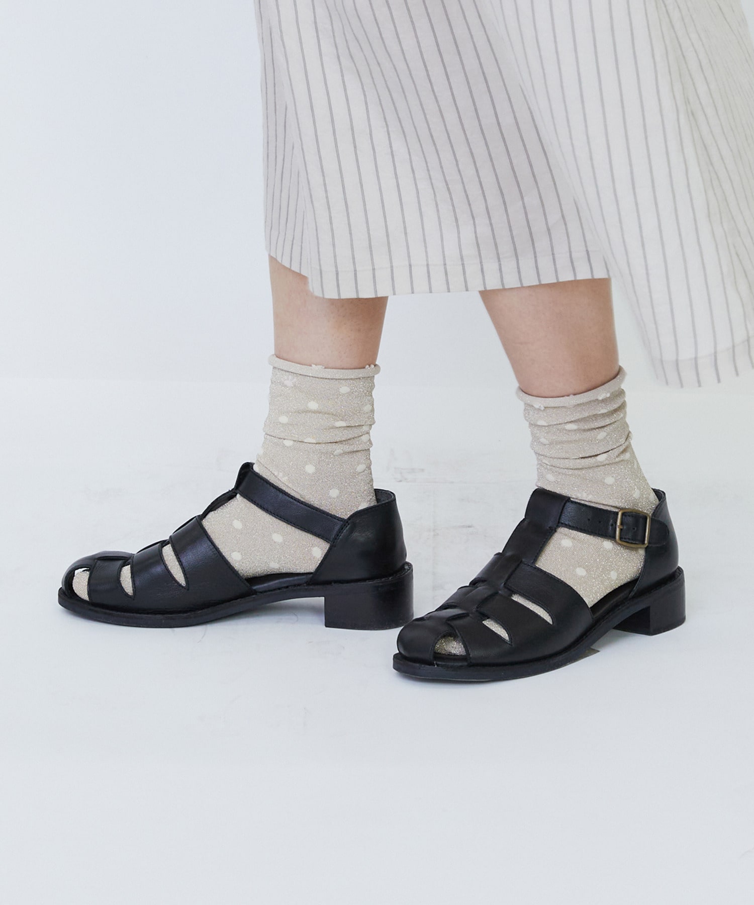 【LOISIR】ドット柄ソックス 詳細画像 ブラック 4