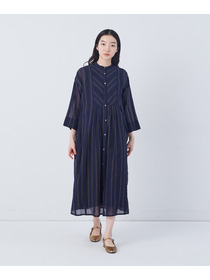 【congés payés】フリンジストライプワンピース 詳細画像 ブルー系その他 11