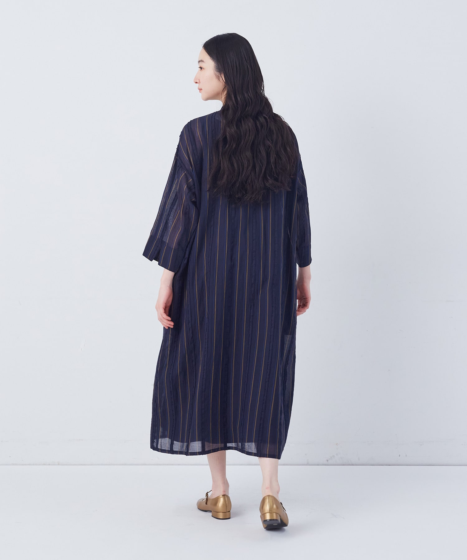 【congés payés】フリンジストライプワンピース 詳細画像 ブルー系その他 10