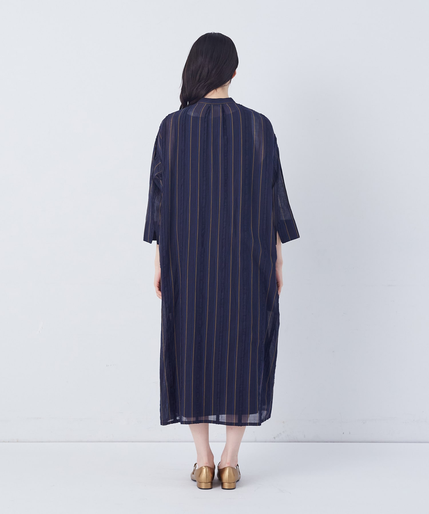 【congés payés】フリンジストライプワンピース 詳細画像 ブルー系その他 14