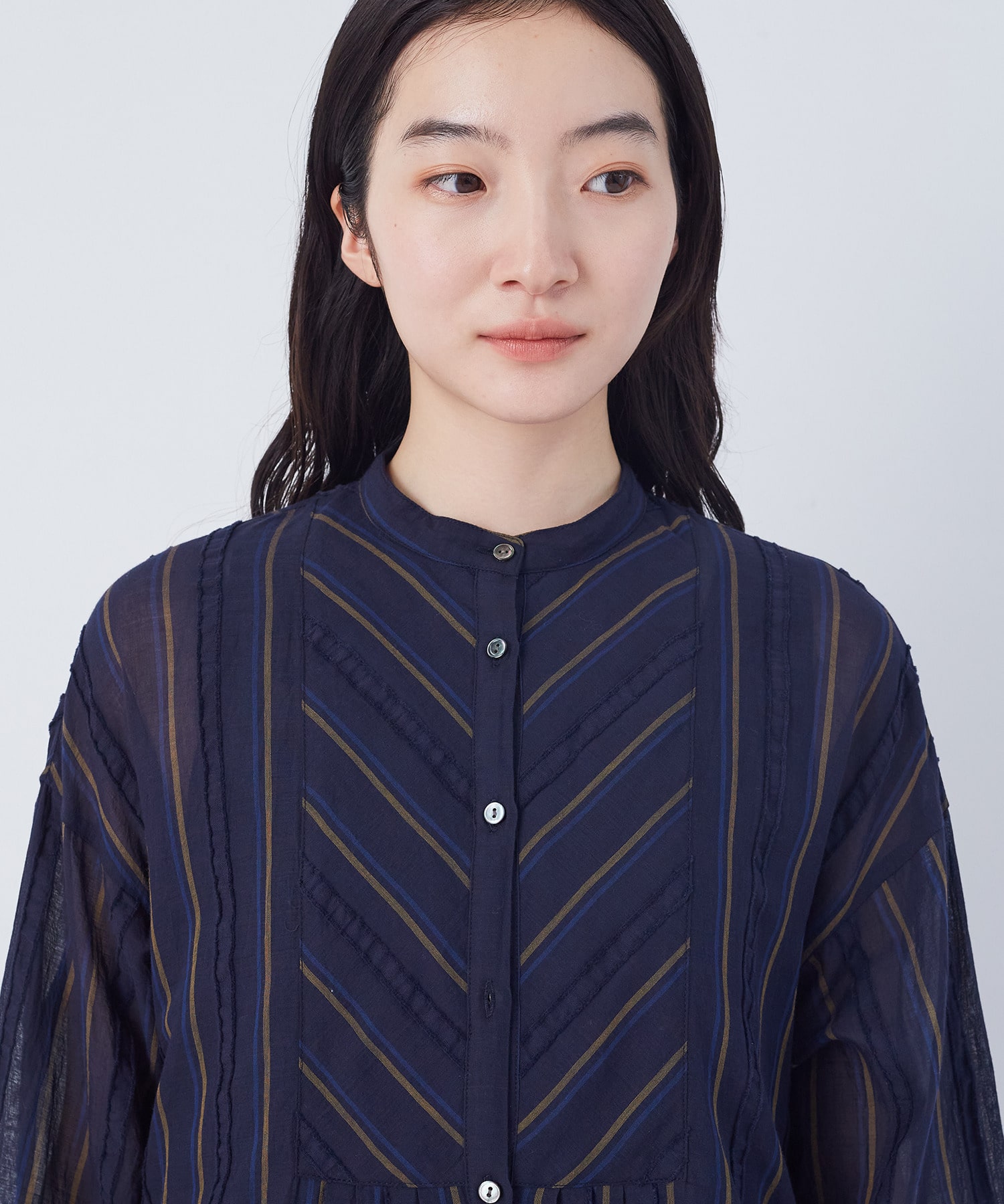 【congés payés】フリンジストライプワンピース 詳細画像 ブルー系その他 15