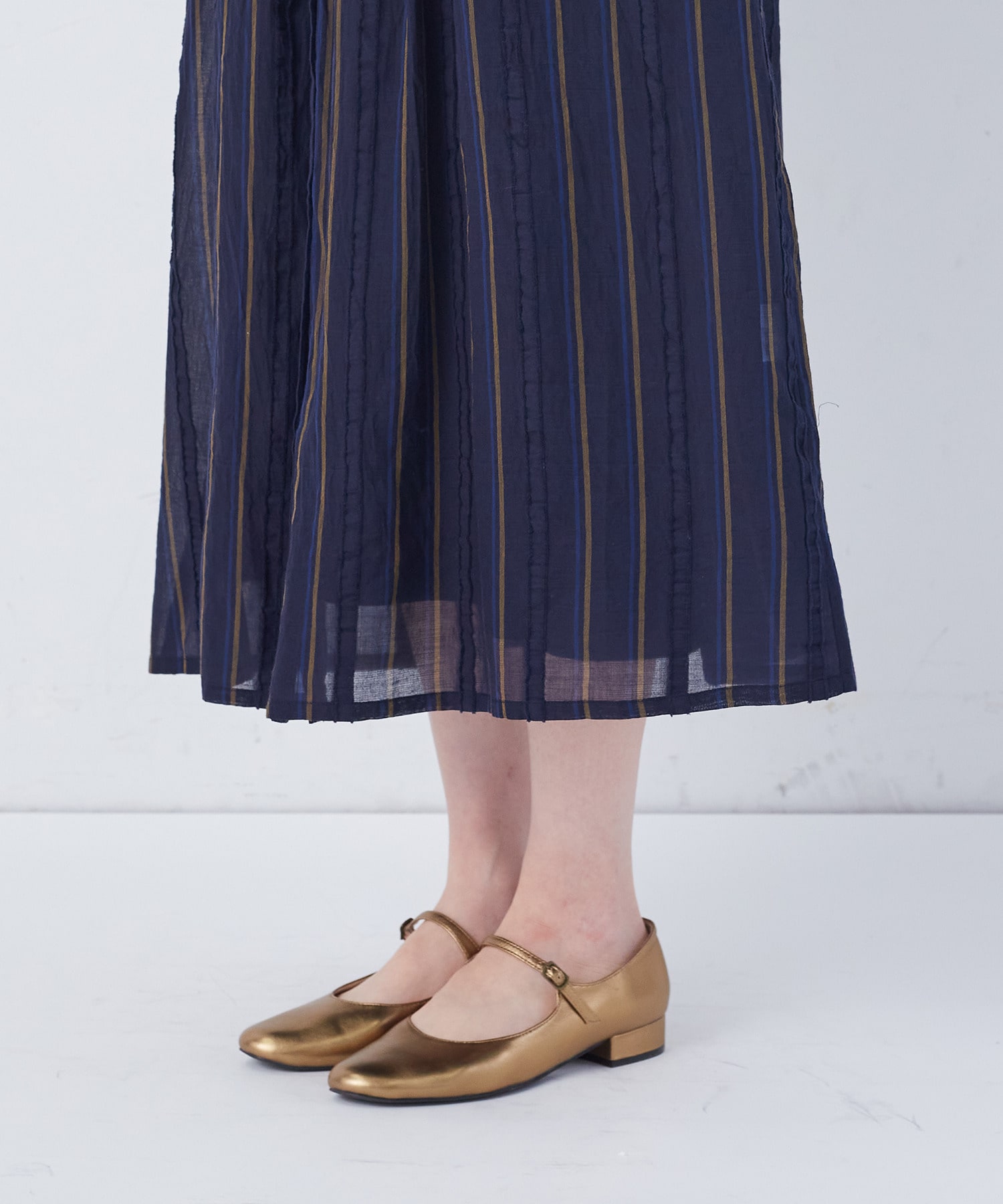 【congés payés】フリンジストライプワンピース 詳細画像 ブルー系その他 19