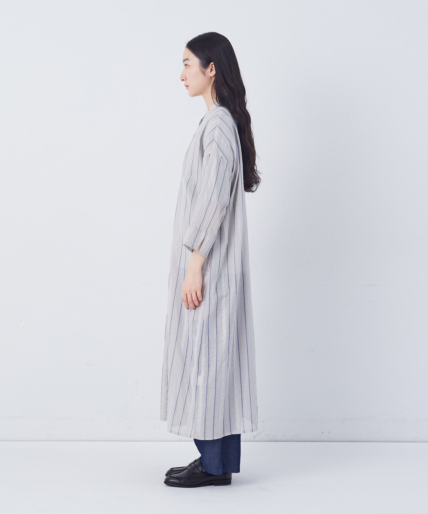 【congés payés】フリンジストライプワンピース 詳細画像 ブルー系その他 6