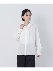 【congés payés】60/ローンフリルシャツ 詳細画像 グレイッシュベージュ 5