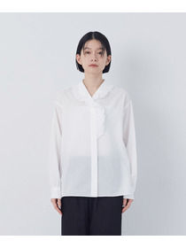 【congés payés】60/ローンフリルシャツ 詳細画像 グレイッシュベージュ 6