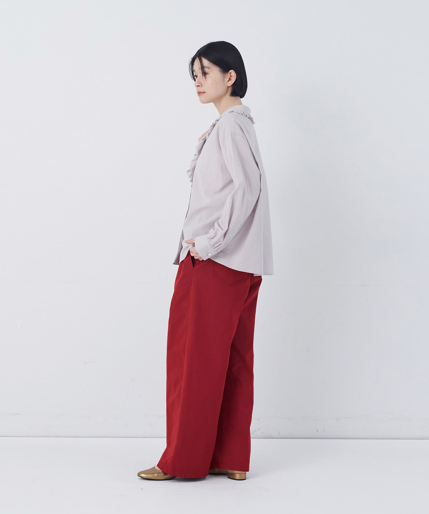 【congés payés】60/ローンフリルシャツ 詳細画像 グレイッシュベージュ 10