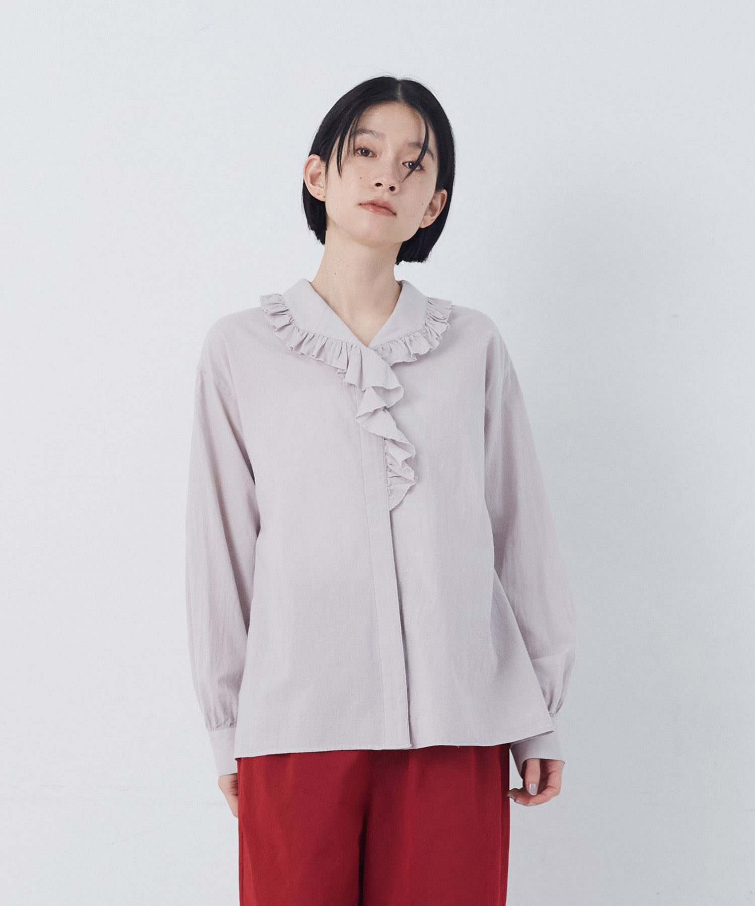 【congés payés】60/ローンフリルシャツ 詳細画像 グレイッシュベージュ 12