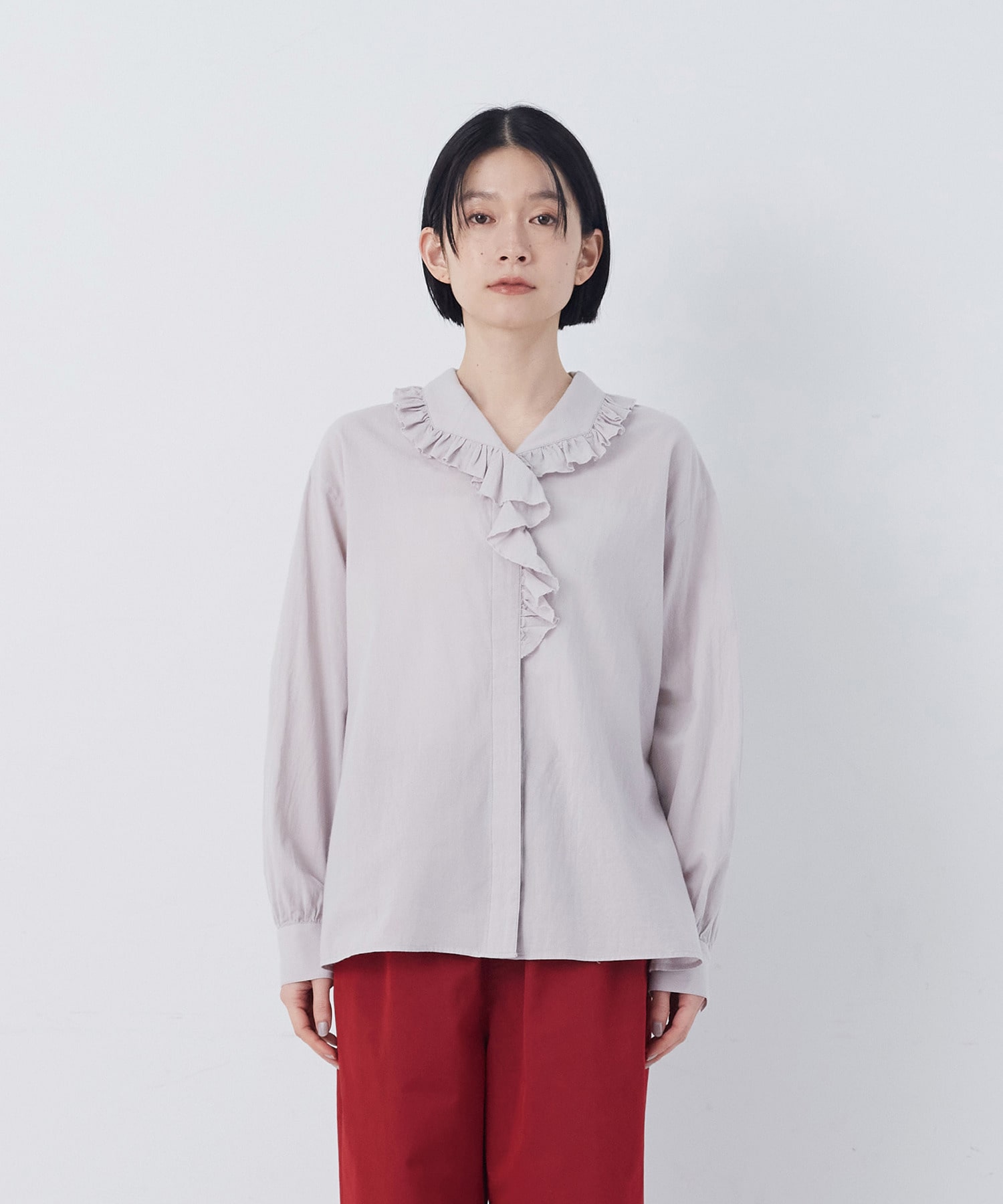 【congés payés】60/ローンフリルシャツ 詳細画像 グレイッシュベージュ 13