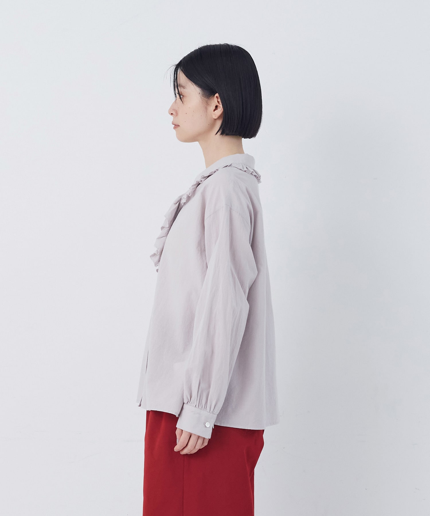 【congés payés】60/ローンフリルシャツ 詳細画像 グレイッシュベージュ 14