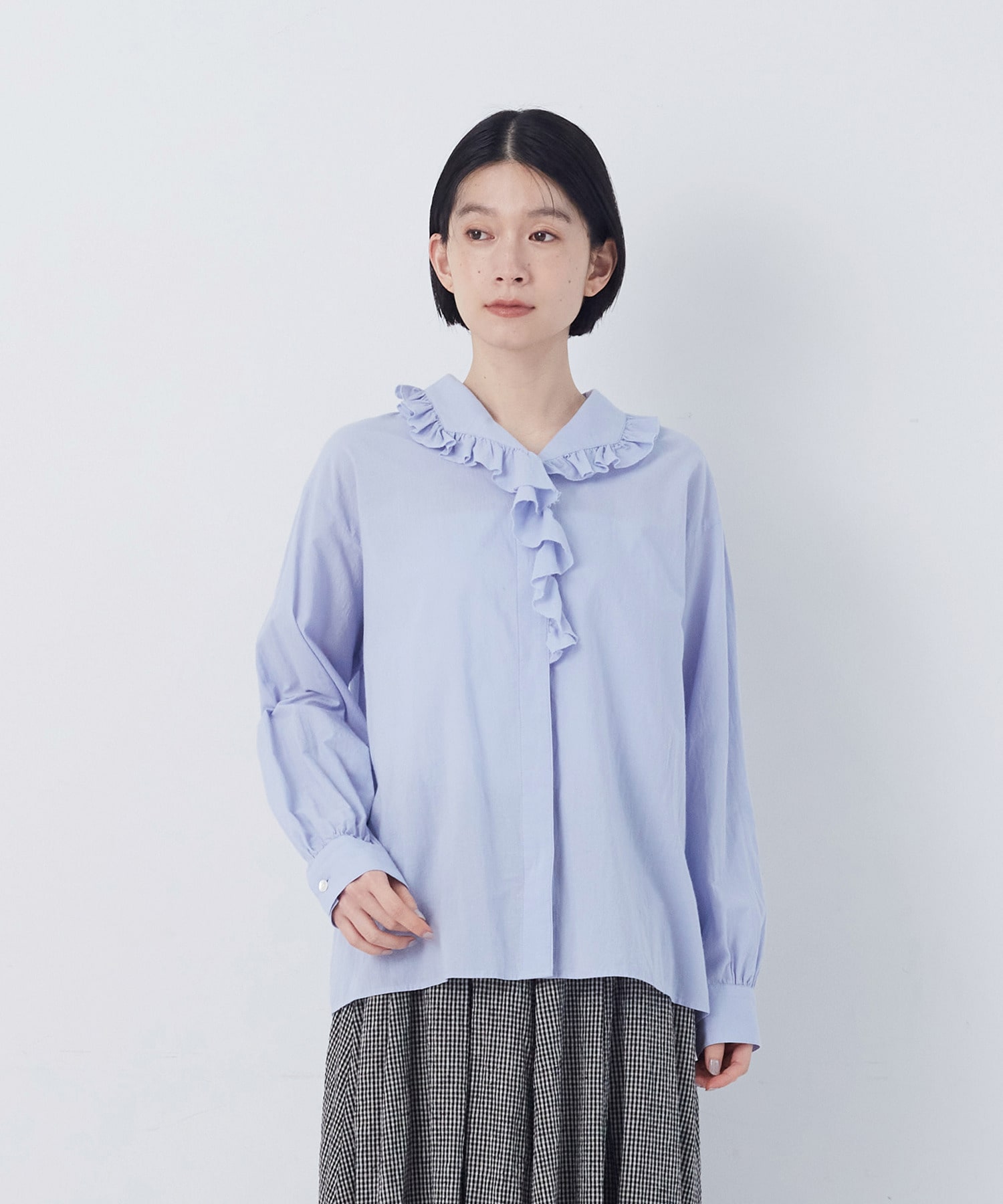 【congés payés】60/ローンフリルシャツ 詳細画像 グレイッシュベージュ 19