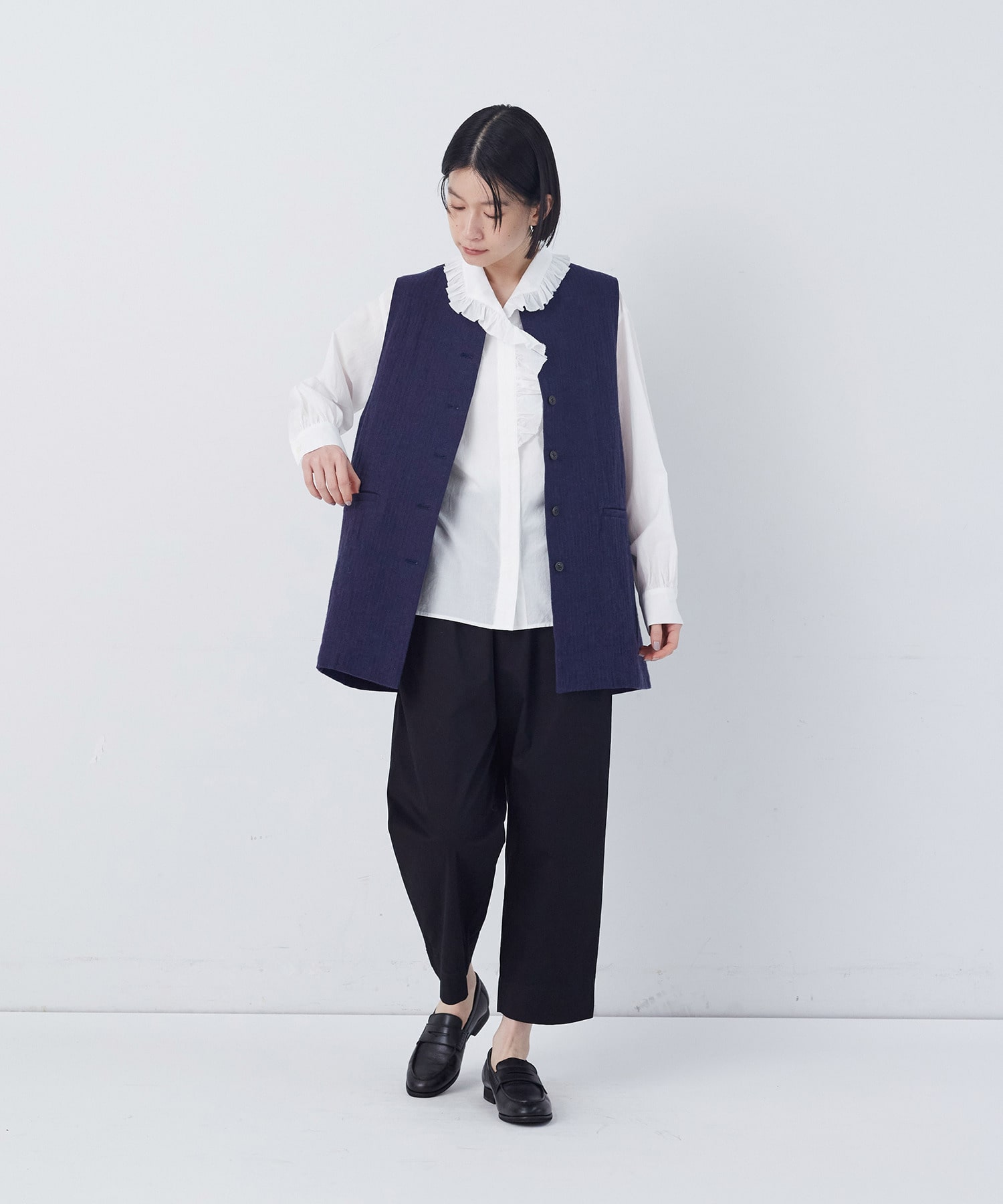 【congés payés】60/ローンフリルシャツ 詳細画像 グレイッシュベージュ 4