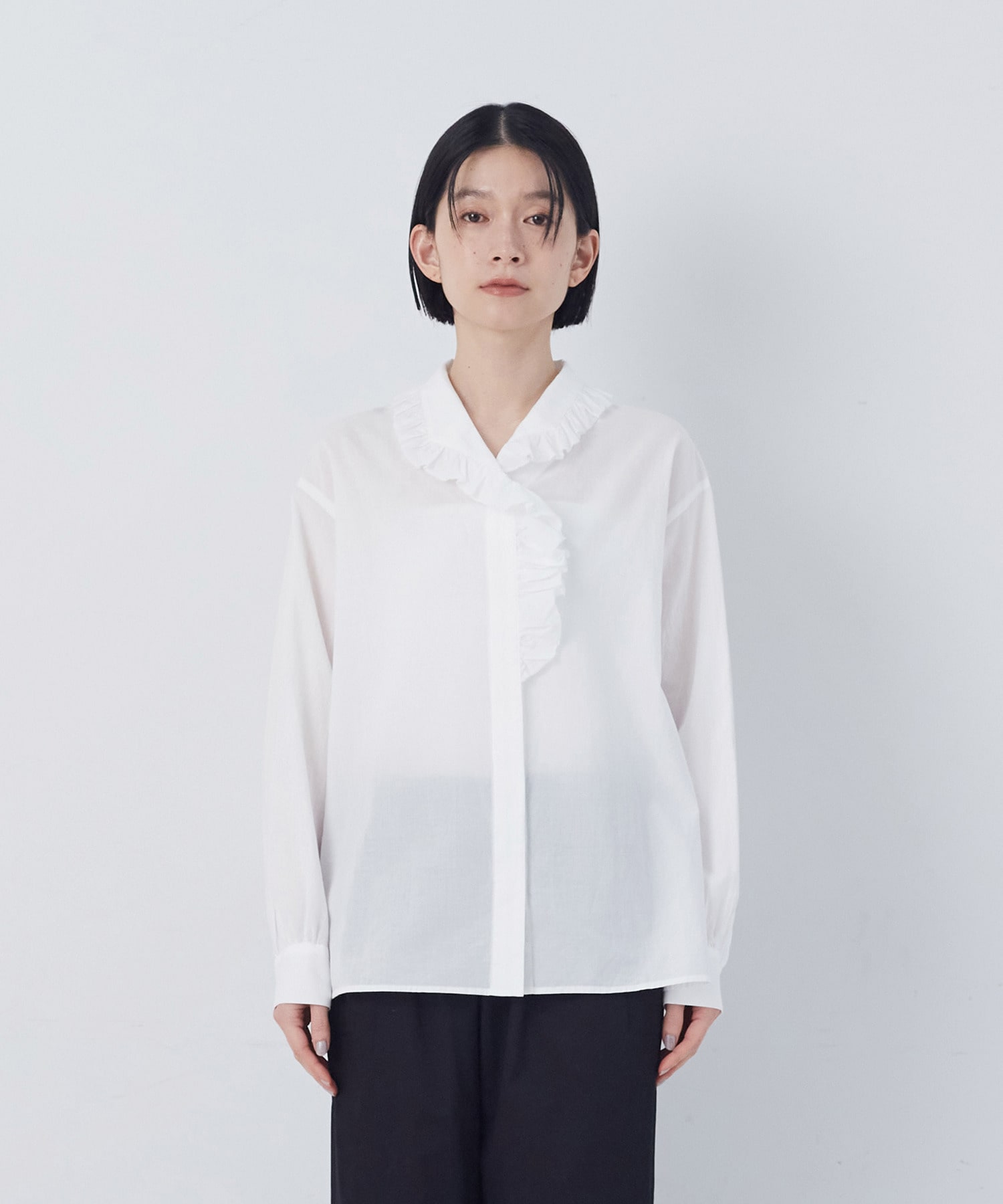 【congés payés】60/ローンフリルシャツ 詳細画像 グレイッシュベージュ 6