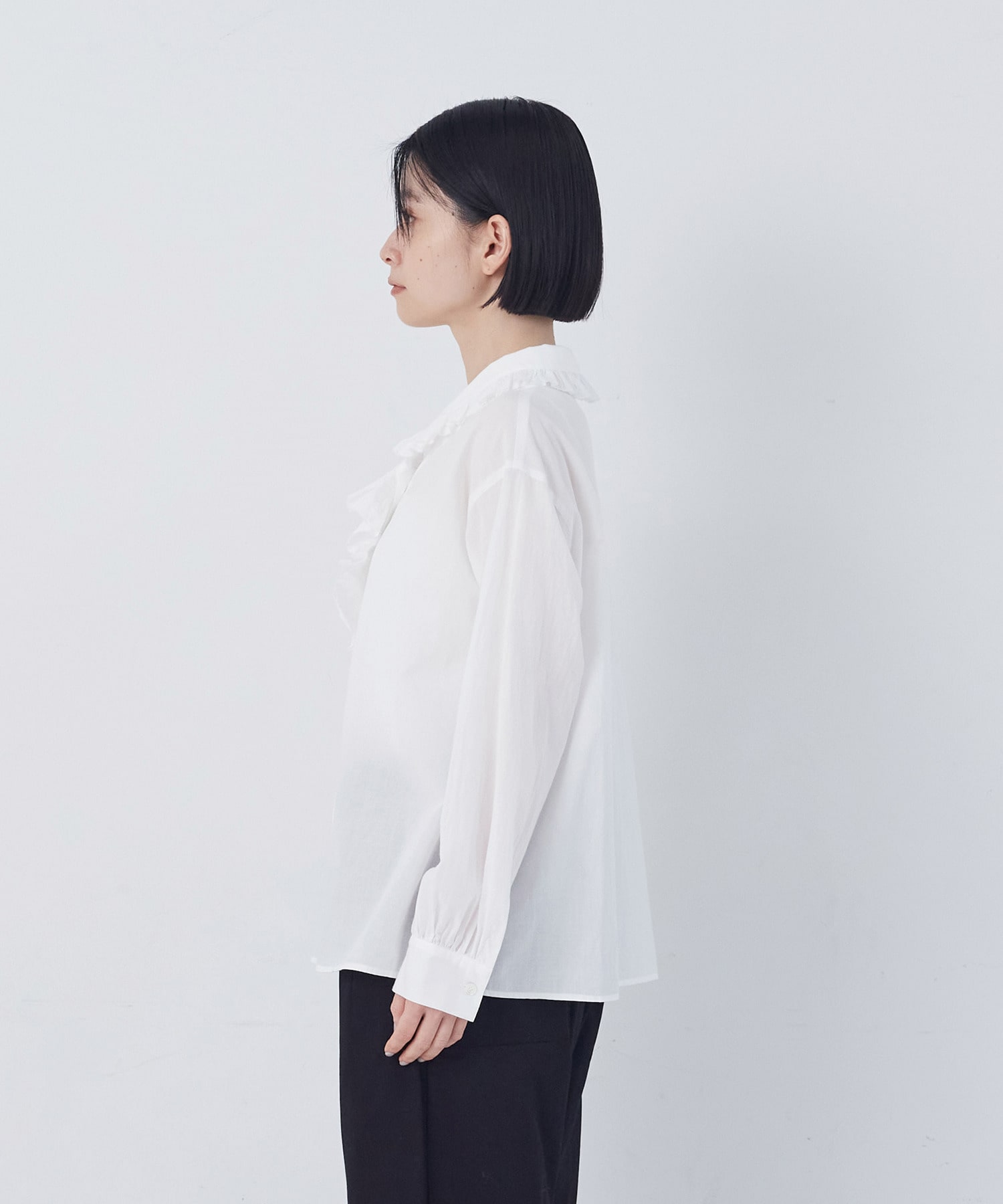 【congés payés】60/ローンフリルシャツ 詳細画像 グレイッシュベージュ 7