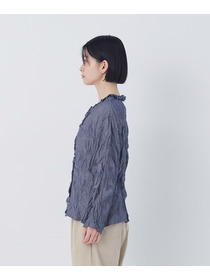 【congés payés】クリンクル加工Ｖネックフリルシャツ 詳細画像 ネイビー 21