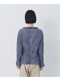 【congés payés】クリンクル加工Ｖネックフリルシャツ 詳細画像 ネイビー 22