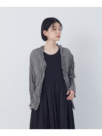 【congés payés】クリンクル加工Ｖネックフリルシャツ 詳細画像 ネイビー 5