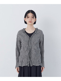 【congés payés】クリンクル加工Ｖネックフリルシャツ 詳細画像 ネイビー 6