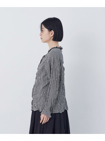 【congés payés】クリンクル加工Ｖネックフリルシャツ 詳細画像 ネイビー 7