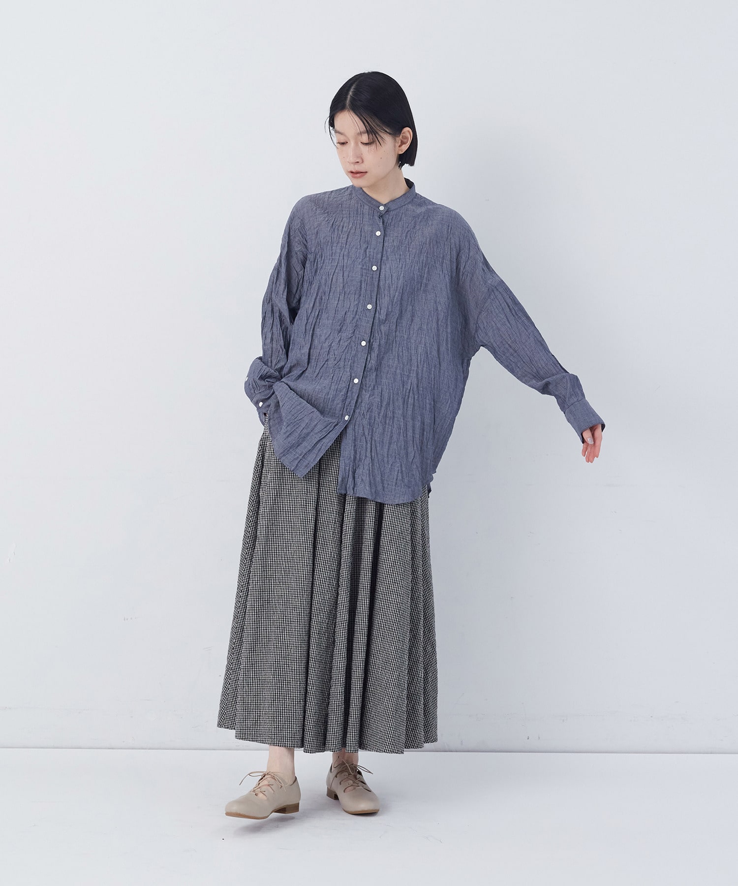 【congés payés】クリンクル加工2wayシャツ 詳細画像 ドット 9