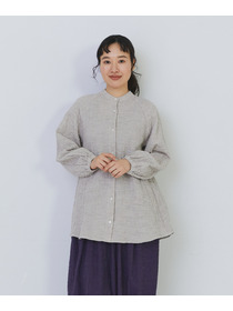 【congés payés】ワッフルスタンドカラーシャツ 詳細画像 ブラック系その他 4