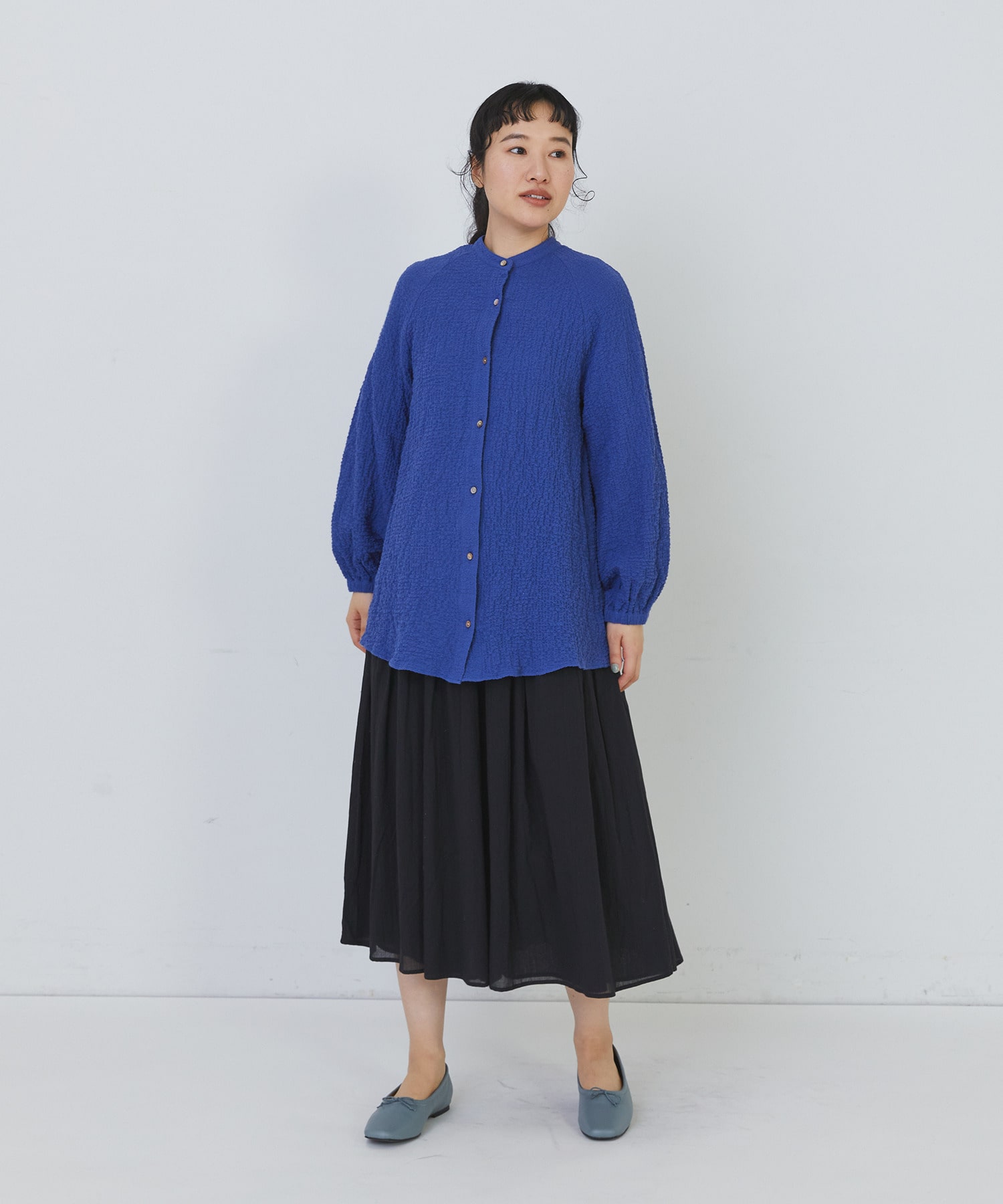 【congés payés】ワッフルスタンドカラーシャツ 詳細画像 ブラック系その他 10