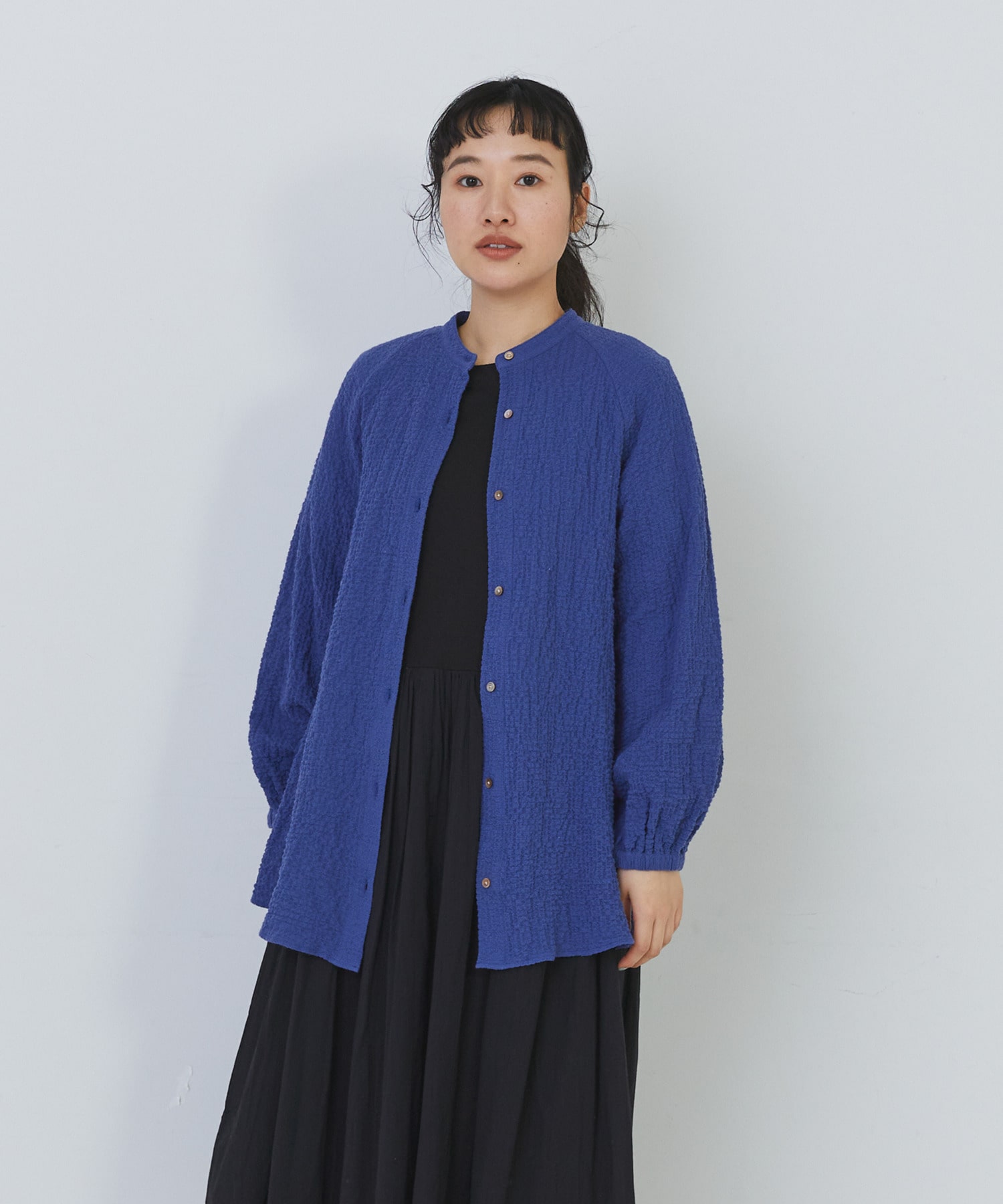 【congés payés】ワッフルスタンドカラーシャツ 詳細画像 ブラック系その他 11