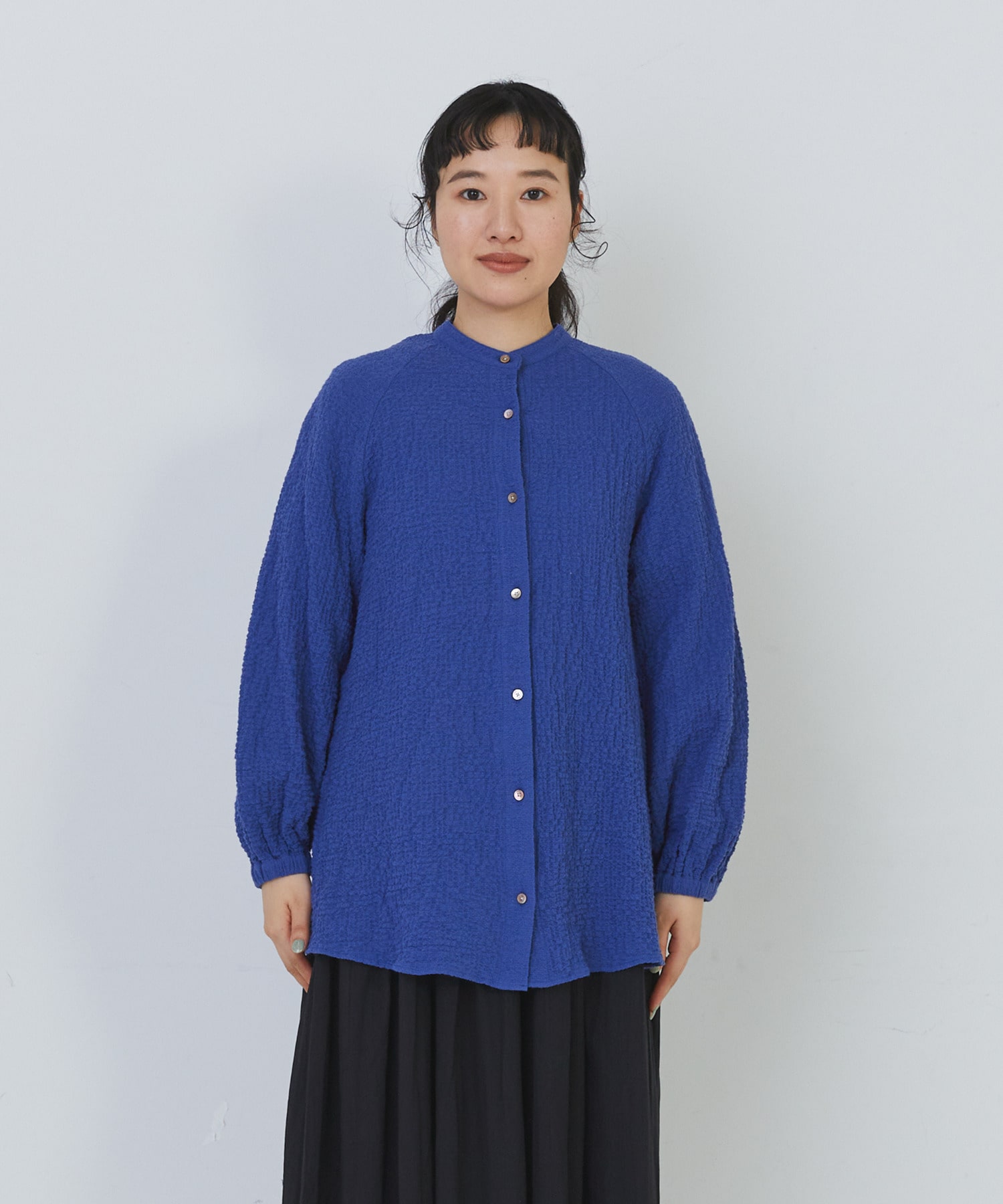 【congés payés】ワッフルスタンドカラーシャツ 詳細画像 ブラック系その他 12