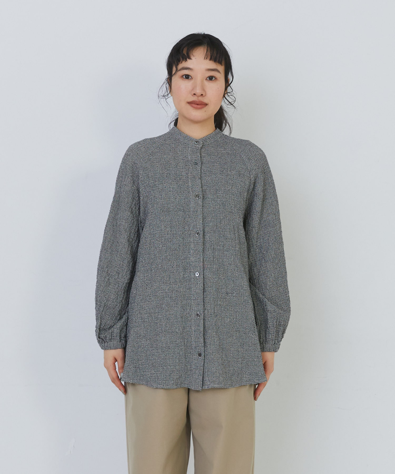 【congés payés】ワッフルスタンドカラーシャツ 詳細画像 ブラック系その他 19