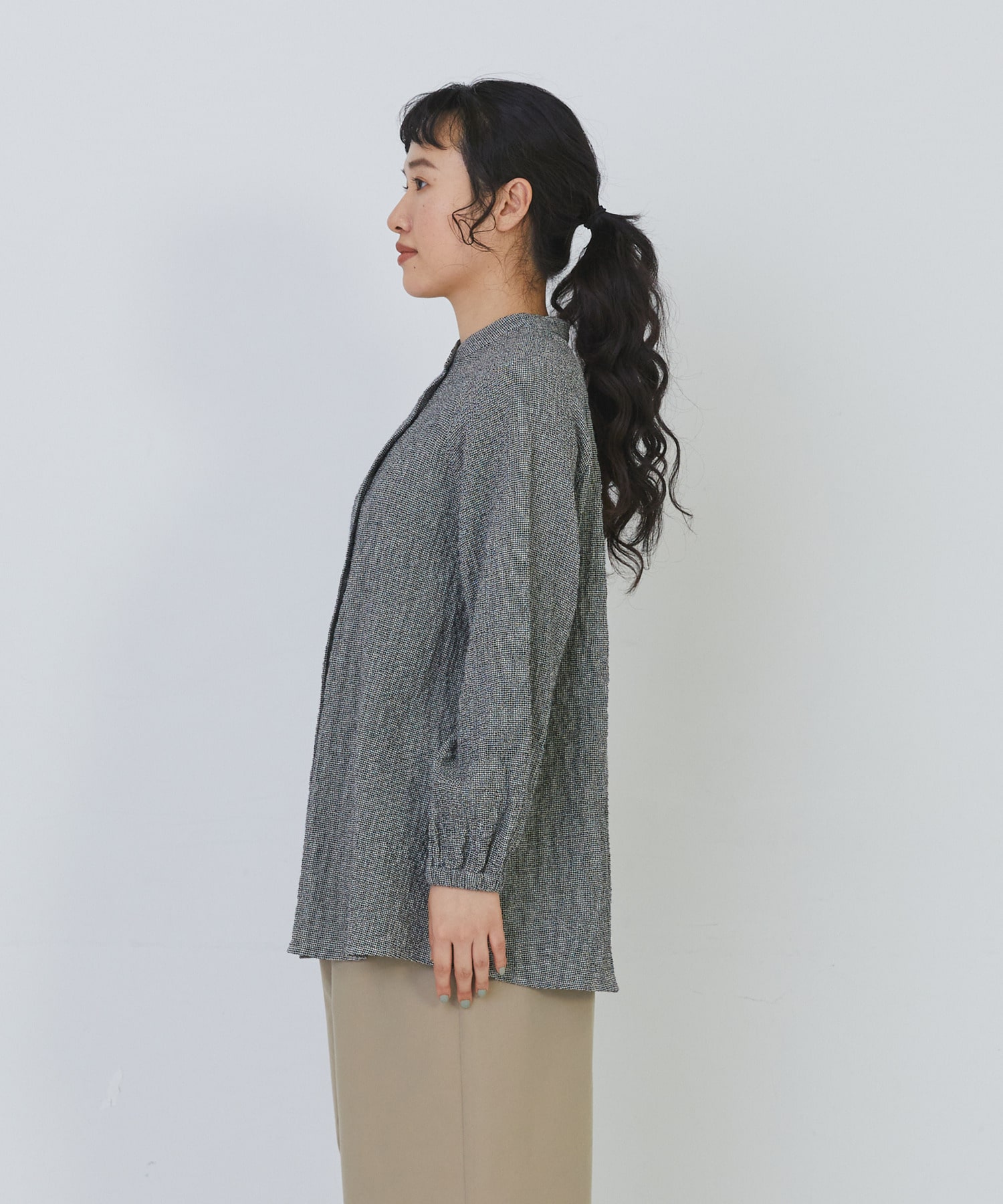 【congés payés】ワッフルスタンドカラーシャツ 詳細画像 ブラック系その他 20