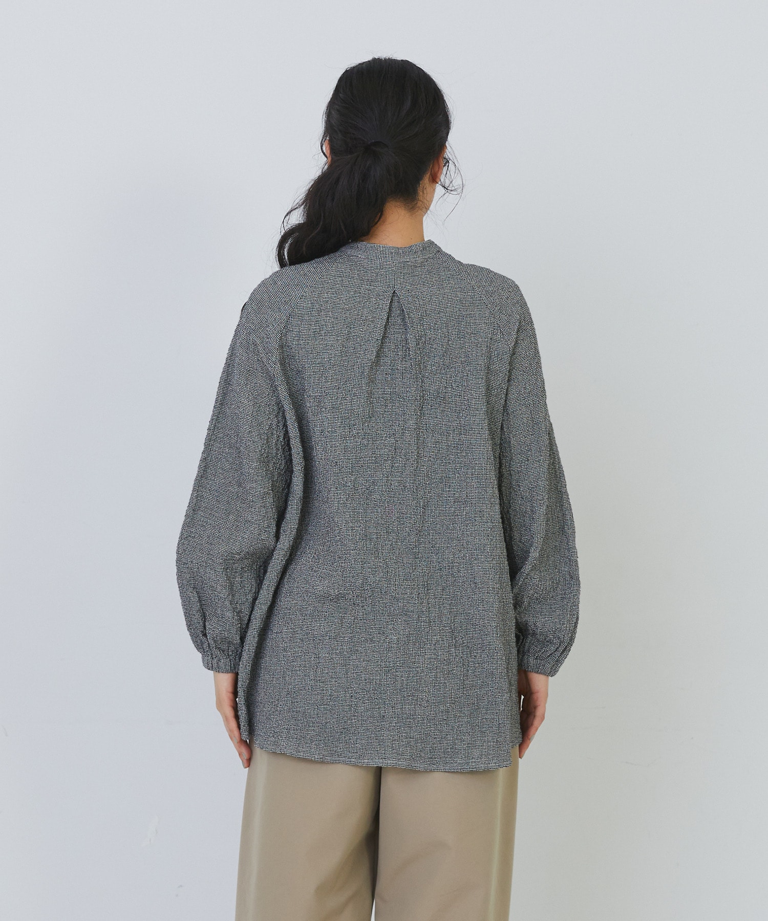 【congés payés】ワッフルスタンドカラーシャツ 詳細画像 ブラック系その他 21
