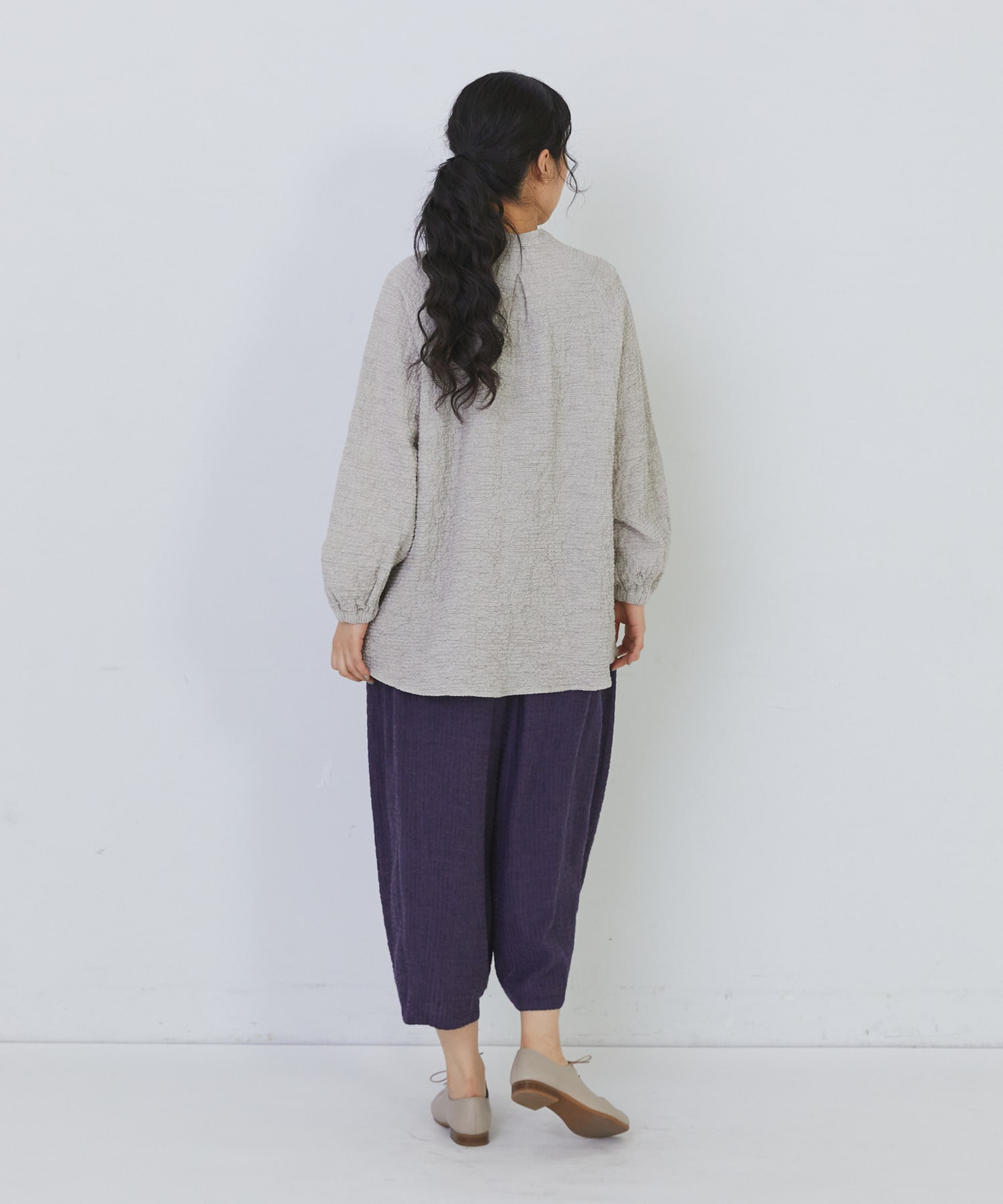 【congés payés】ワッフルスタンドカラーシャツ 詳細画像 ブラック系その他 3