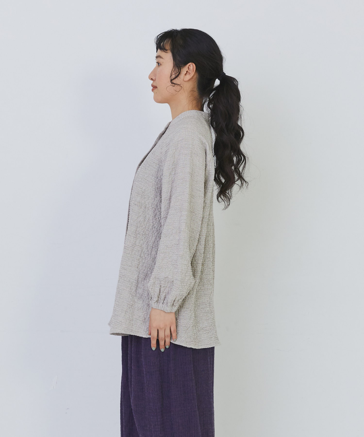 【congés payés】ワッフルスタンドカラーシャツ 詳細画像 ブラック系その他 5