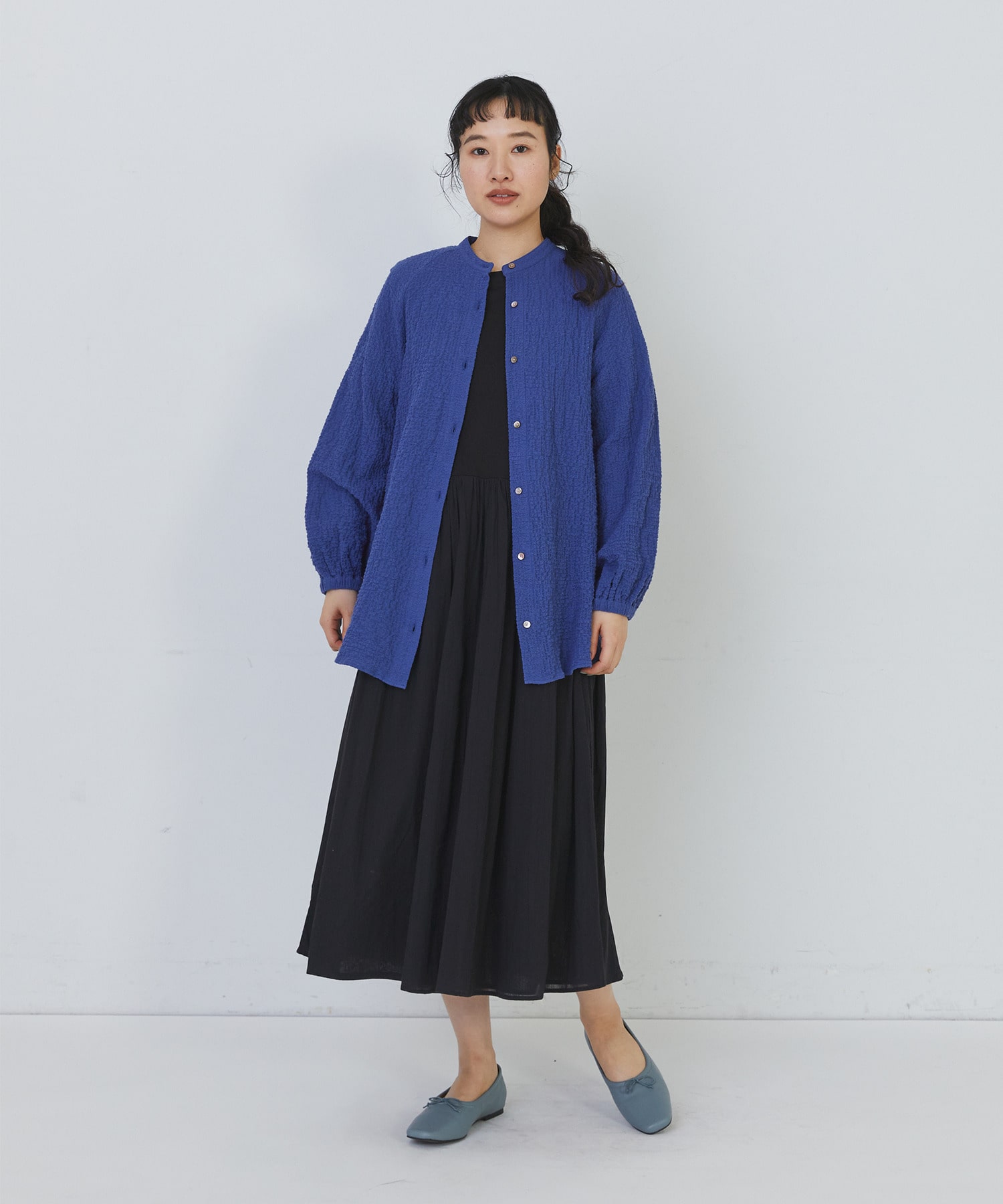 【congés payés】ワッフルスタンドカラーシャツ 詳細画像 ブラック系その他 7