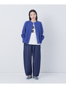 【congés payés】ワッフルラウンドカラーシャツ 詳細画像 ブルー系その他 16