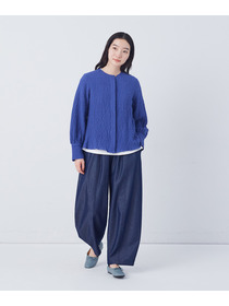 【congés payés】ワッフルラウンドカラーシャツ 詳細画像 ブルー系その他 19