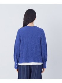 【congés payés】ワッフルラウンドカラーシャツ 詳細画像 ブルー系その他 23