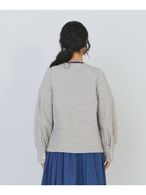 【congés payés】ワッフルラウンドカラーシャツ 詳細画像 ブルー系その他 8