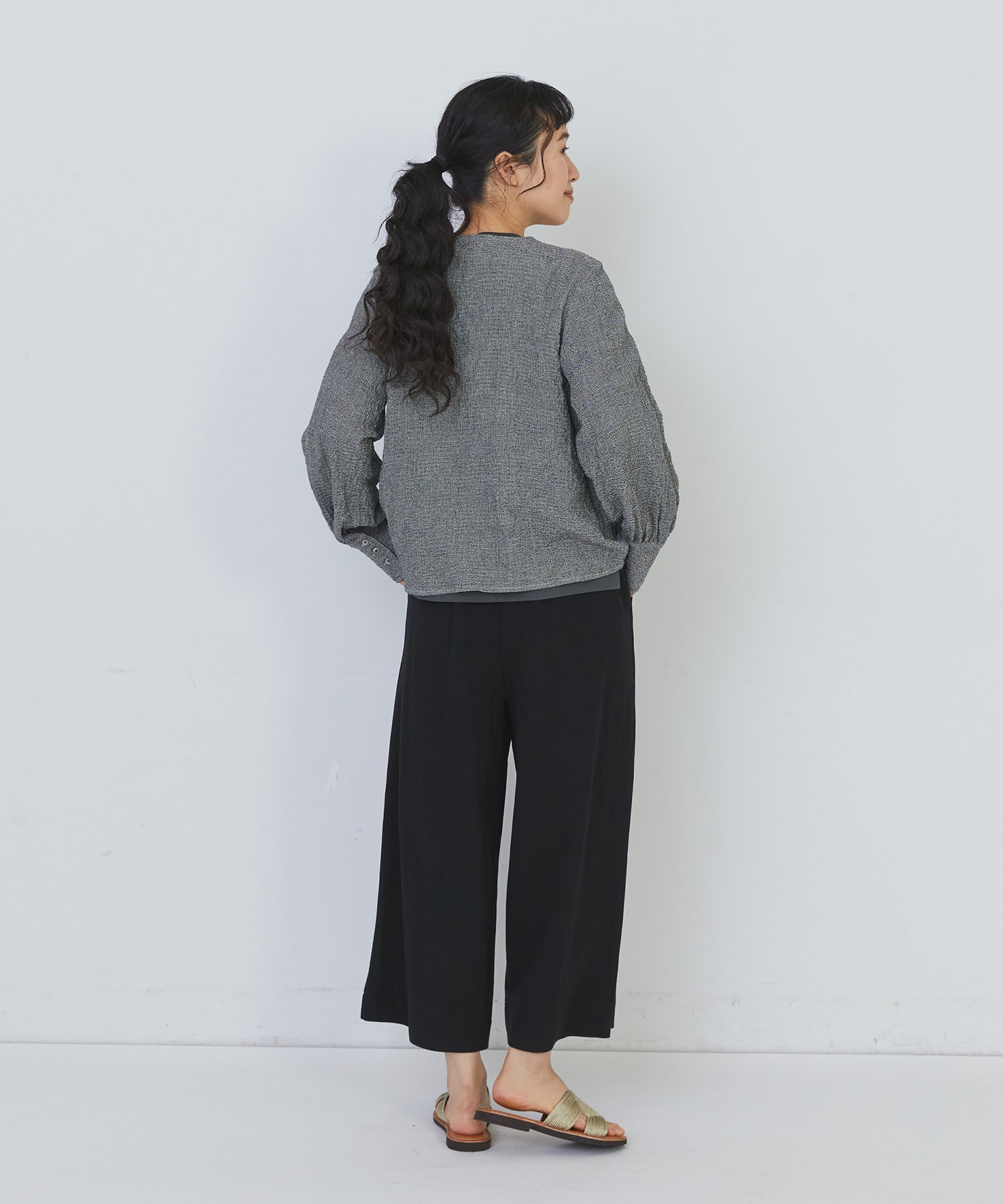 【congés payés】ワッフルラウンドカラーシャツ 詳細画像 ブルー系その他 11