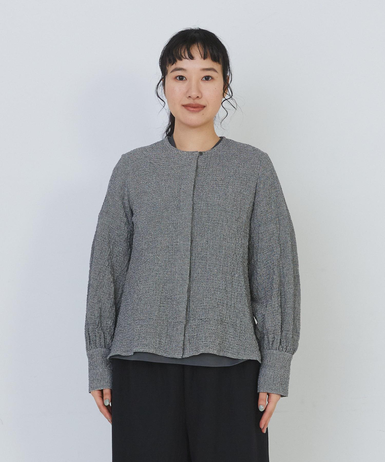 【congés payés】ワッフルラウンドカラーシャツ 詳細画像 ブルー系その他 13