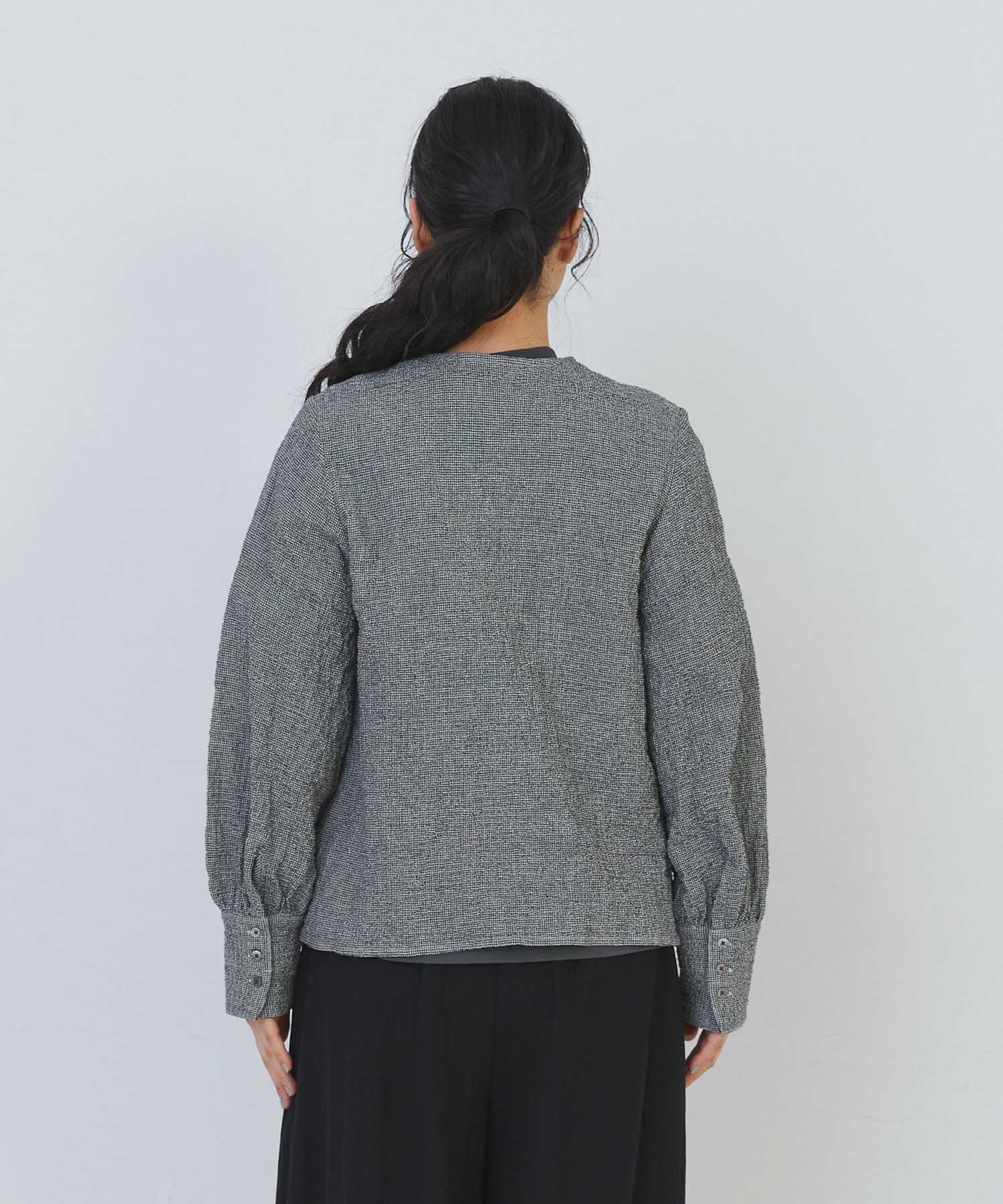 【congés payés】ワッフルラウンドカラーシャツ 詳細画像 ブルー系その他 15