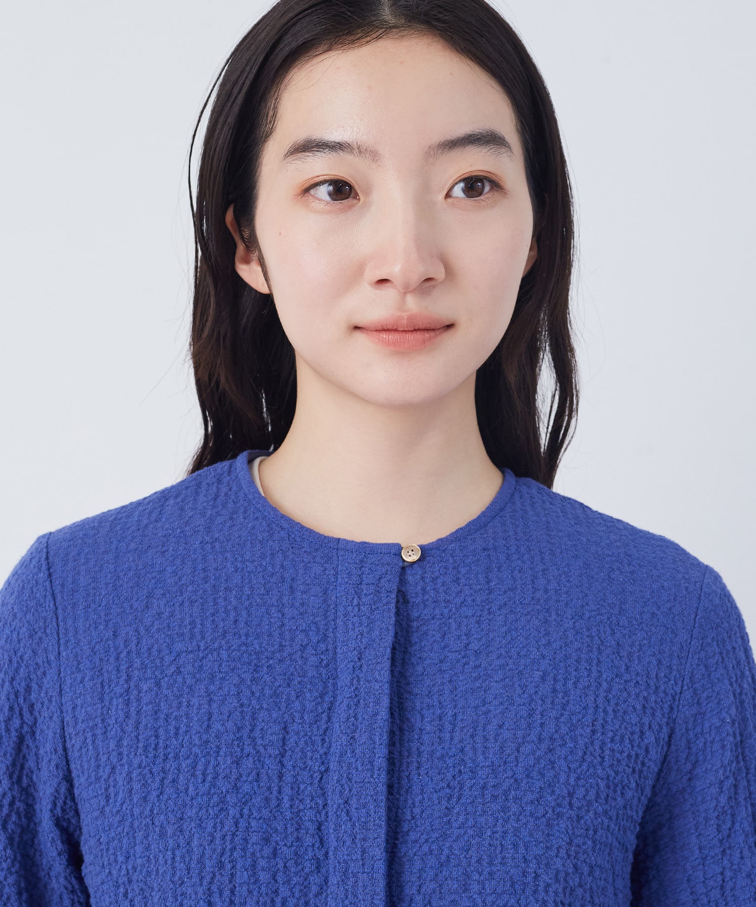 【congés payés】ワッフルラウンドカラーシャツ 詳細画像 ブルー系その他 24