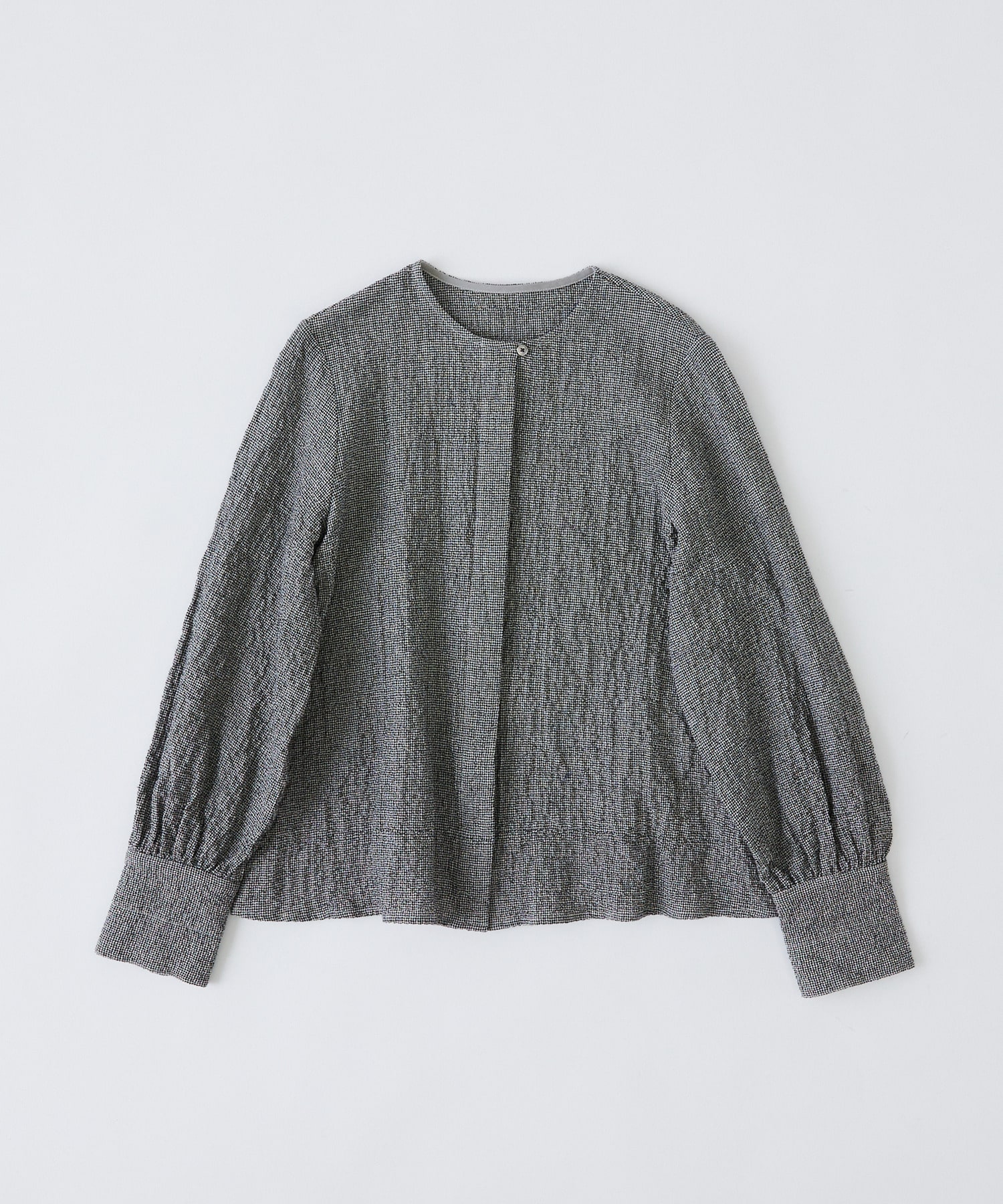 【congés payés】ワッフルラウンドカラーシャツ 詳細画像 ブラック系その他 1