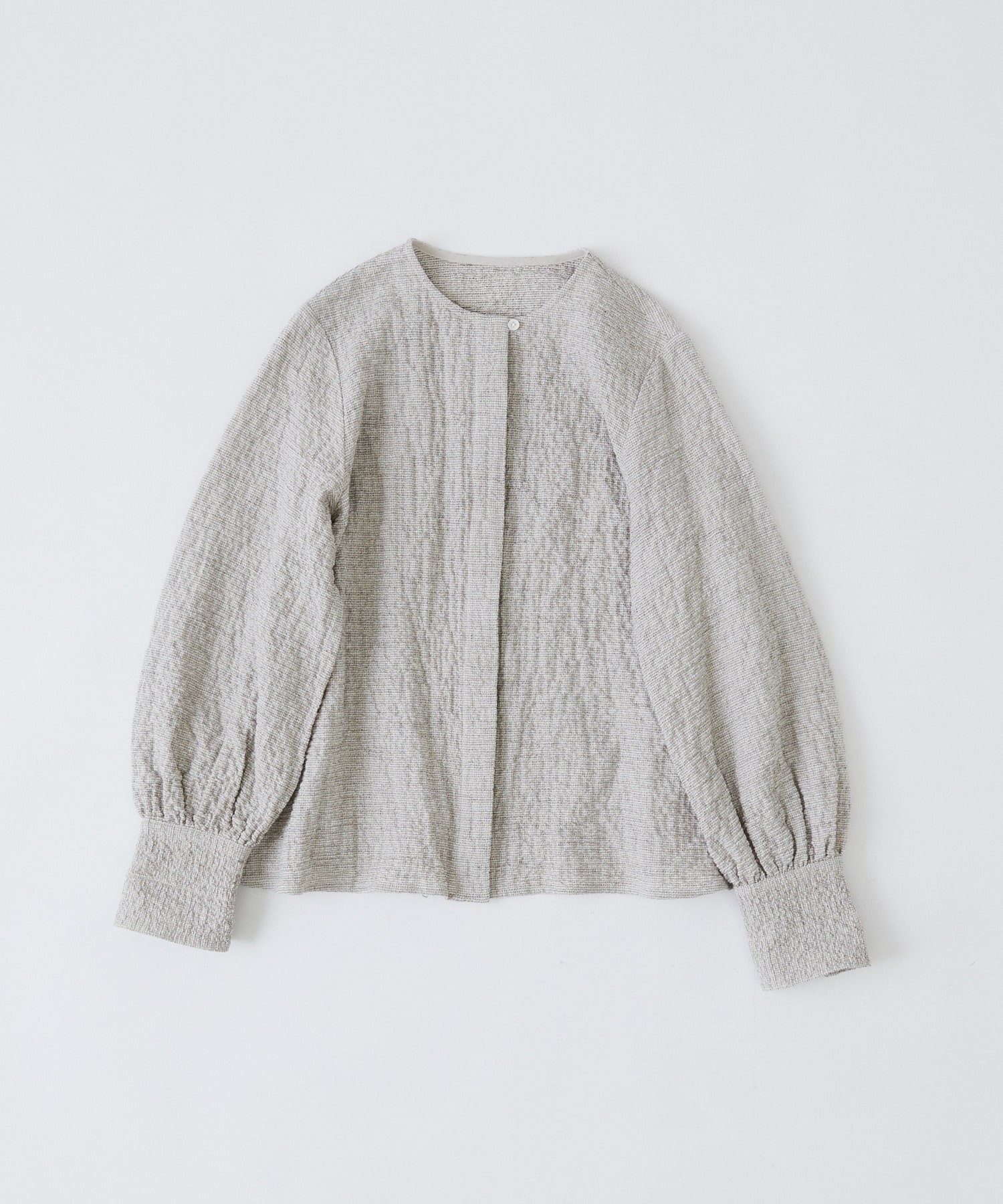 【congés payés】ワッフルラウンドカラーシャツ 詳細画像 ベージュ系その他 1