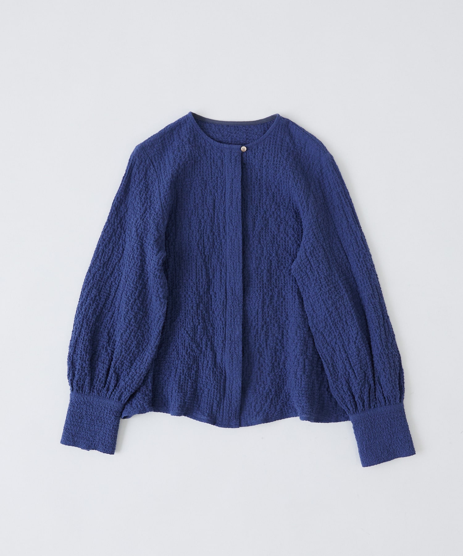 【congés payés】ワッフルラウンドカラーシャツ 詳細画像 ブルー系その他 1