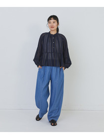 【congés payés】フリンジストライプブラウス 詳細画像 ブルー系その他 1