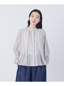 【congés payés】フリンジストライプブラウス 詳細画像 ブルー系その他 11