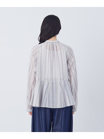 【congés payés】フリンジストライプブラウス 詳細画像 ブルー系その他 14